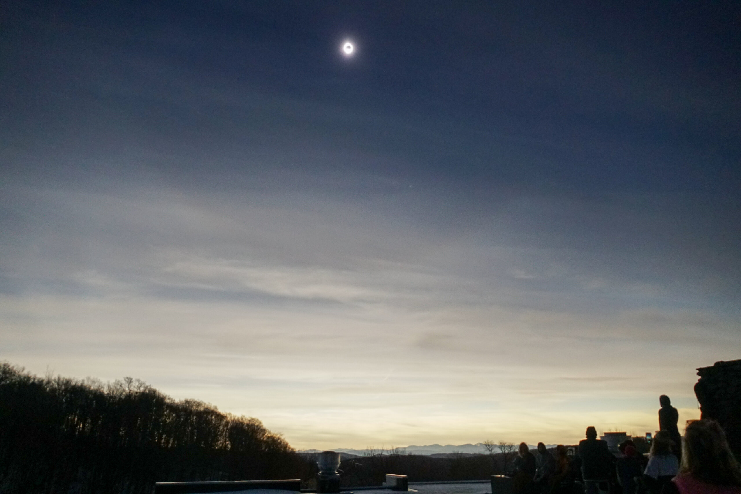photograph of the total solar eclipse taken from the roof of bolton valley